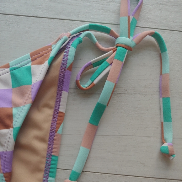 Cotton On BODY NEW Tie Side Check Brazilian Bikini Bottoms - Picture 3 of 13